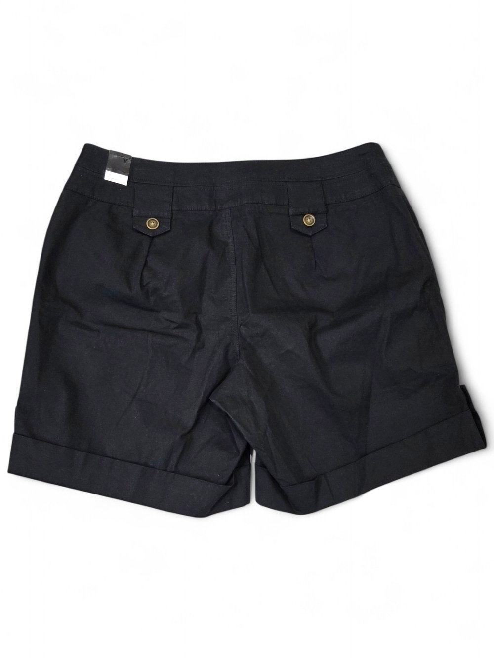 Venezia Black Cuffed Bermuda Shorts with Button Details Size 16 NWT - Picture 2 of 10